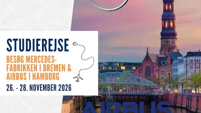 Studietur til Mercedes-fabrikken i Bremen og Airbus i Hamborg 26.–28. november 2026