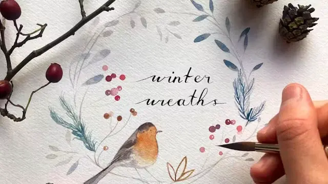 Winter Wreaths in Watercolour workshop