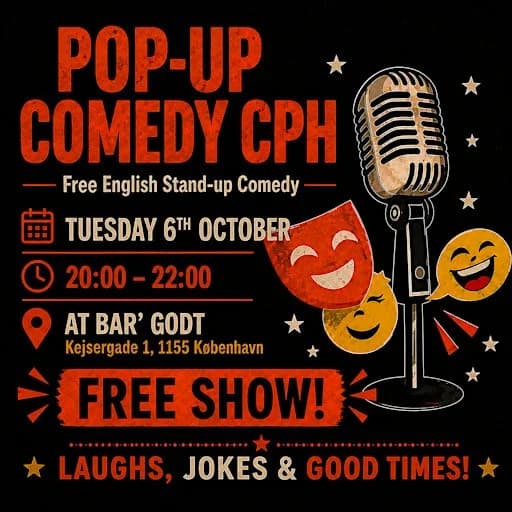 Gratis englisk stand-up comedy på Bar' Godt