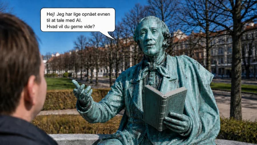 Før en samtale med HC Andersen i Kongens Have