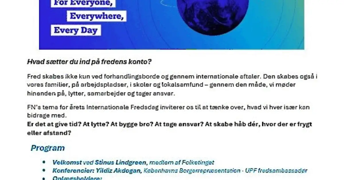 Markering af FN's Internationale Fredsdag 2026