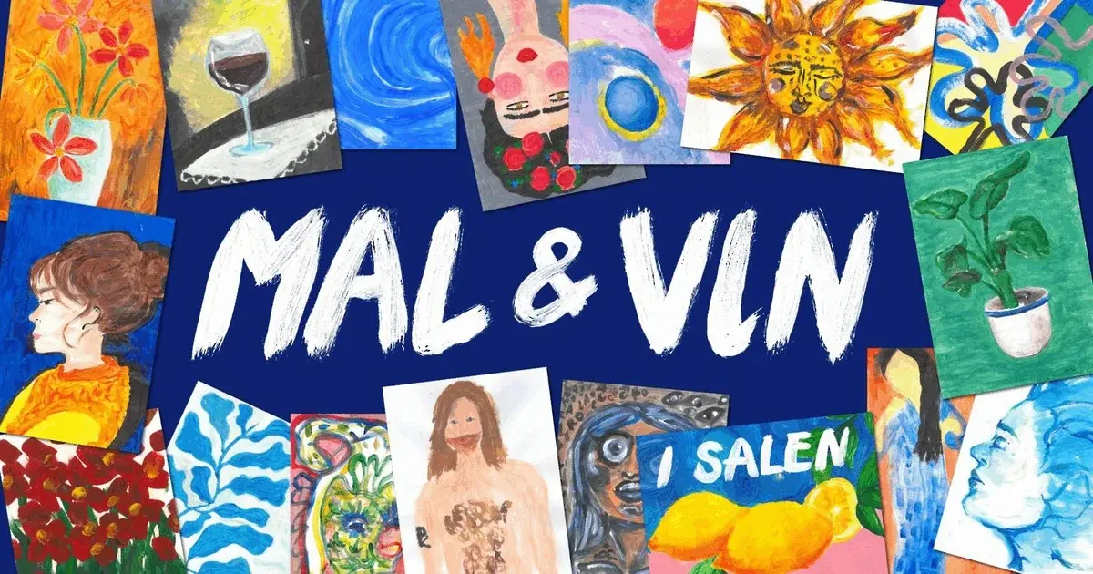 Maling og vin i salen