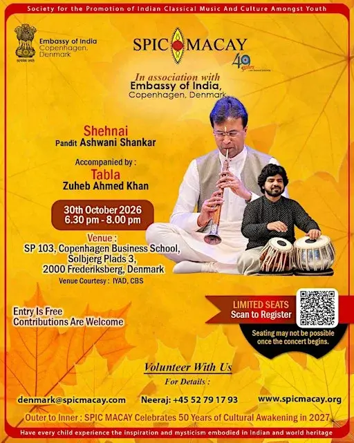 SPIC MACAY Presents Maestro Ashwani Shankar (Shehnai) and Zuheb Khan (Tabla)