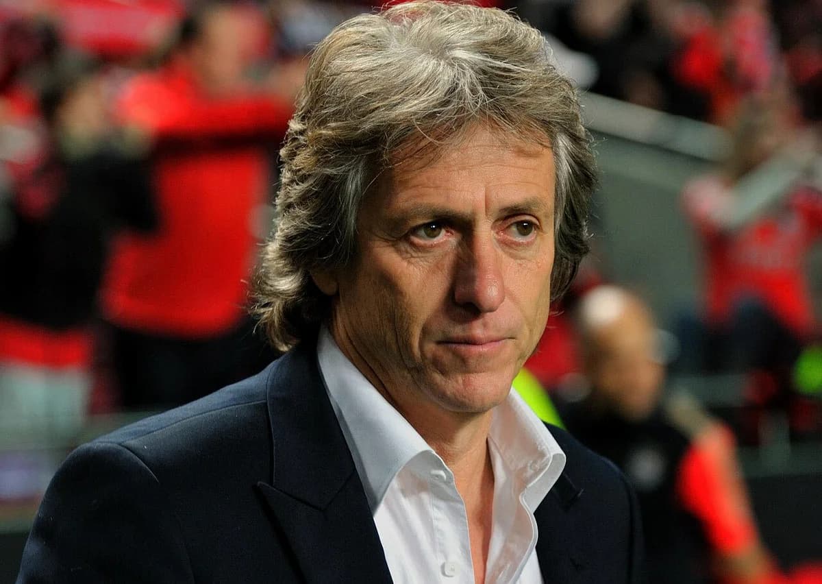 Portrait of Benfica coach Jorge Jesus at a stadium.