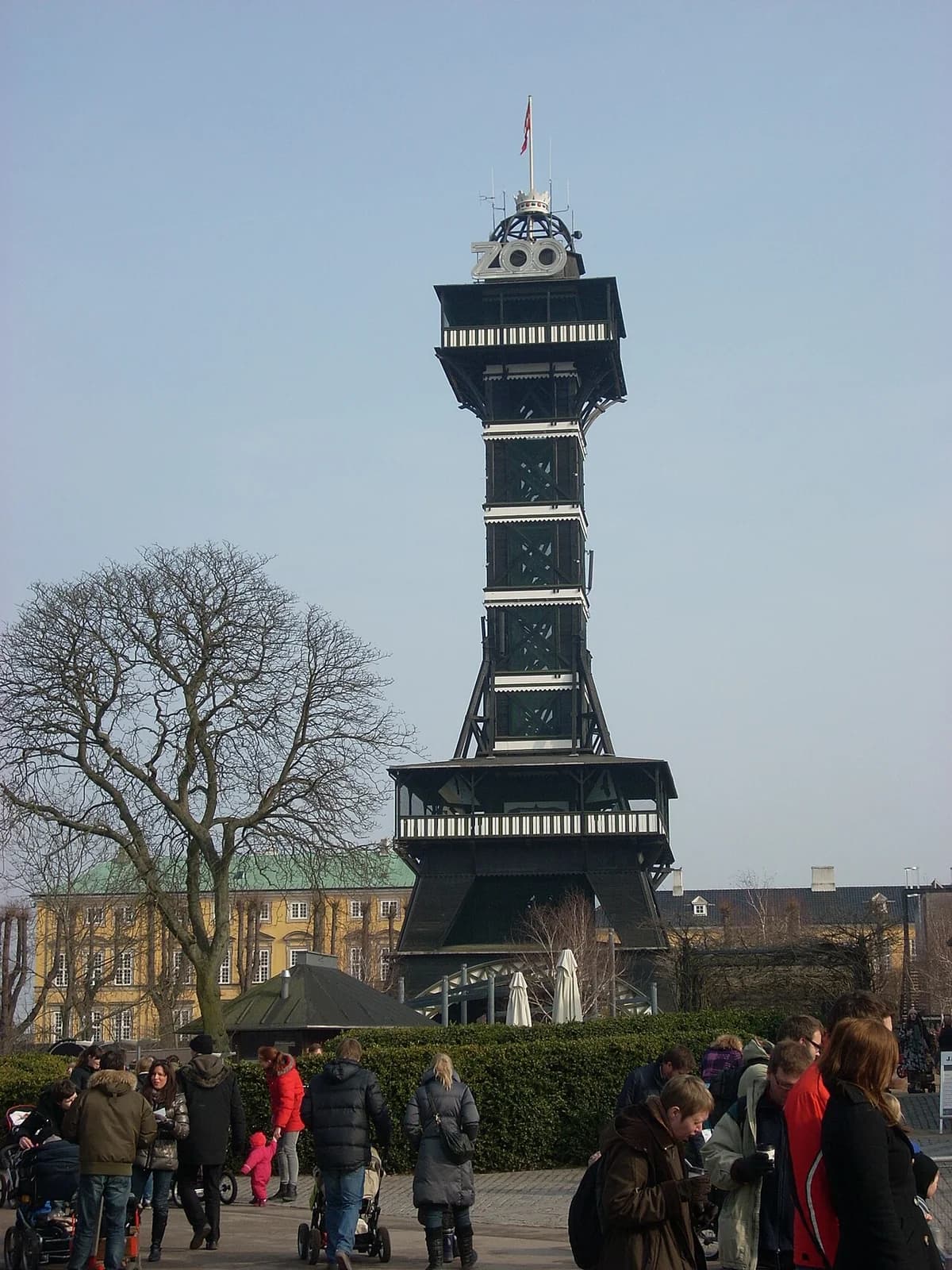 Observation tower at Copenhagen Zoo on a clear day
